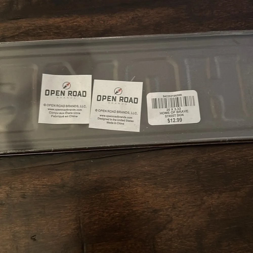 New Open Road Home of the Brave street sign 20x3.33